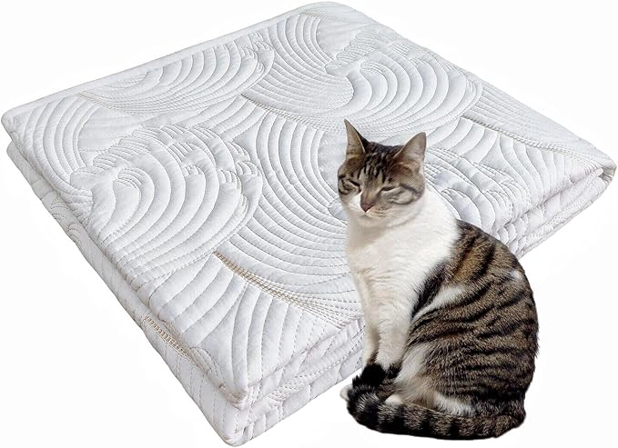 Washable Pet Pad Runner for Small Dogs/Cats - Multi-Layer Fabric Pet Mat Bed with Waterproof Backing Couch Cover Furniture Protector - Anti Cat Pee and Scratch, 60 x 28 inch, White