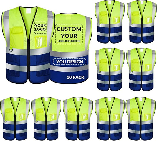 BeautyWill Custom Safety Vest Logo Class 2 High Visibility Reflevtive Vest Outdoor Protective Workwear