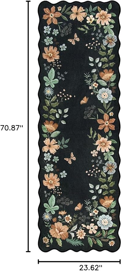 Lahome Floral Kitchen Runner, 2X6 Washable Runner Rug Non Slip Ultra-Thin