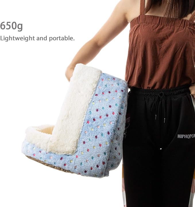 Tofern Dog Beds for Small Dog Cats Colorful Dots Pattern Striped Cute Fleece Warm Washable Igloo Pet Bed with Removable Cover