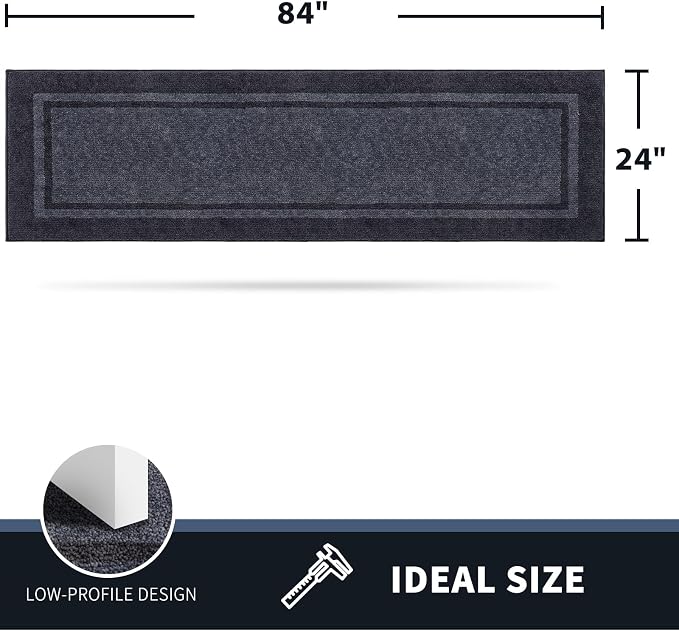 PURRUGS Dirt Trapping Door Mat 24" x 84", Non-Slip Machine Washable Entryway Rug