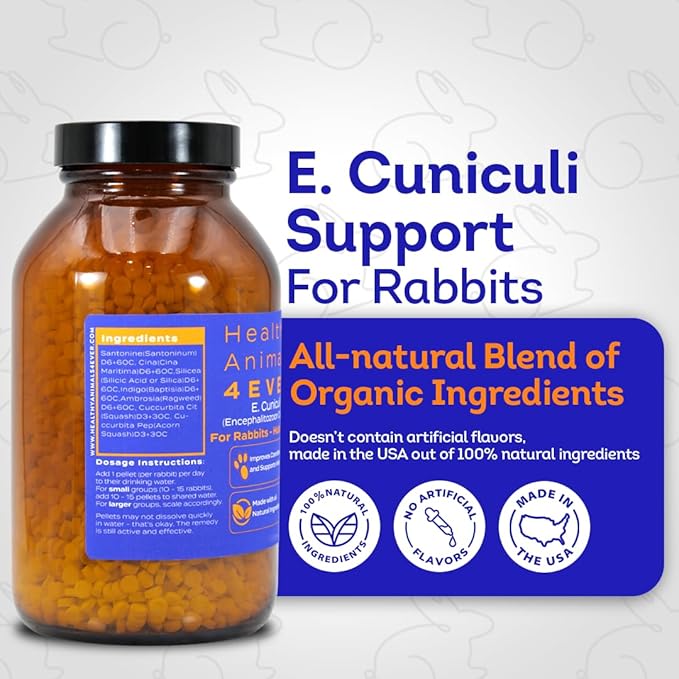 HA4E - Rabbit E. Cuniculi Infection Treatment - Natural, Homeopathic Support for Prevention & Immunity Boost - Pellets, Hutch Size (Extra Large)