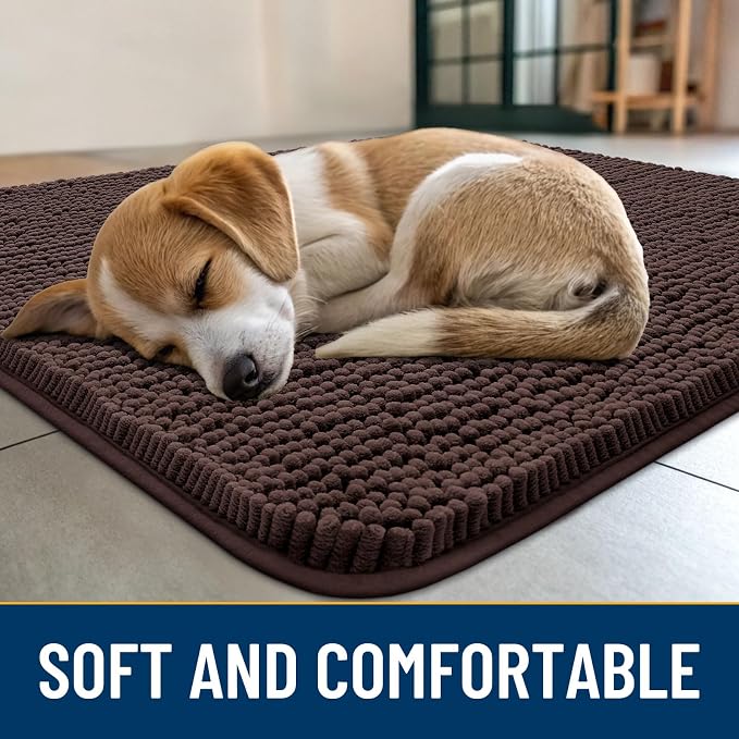 Smiry Dog Door Mat for Muddy Paws 34x21, Absorbent Dirt Trapper, Non-Slip