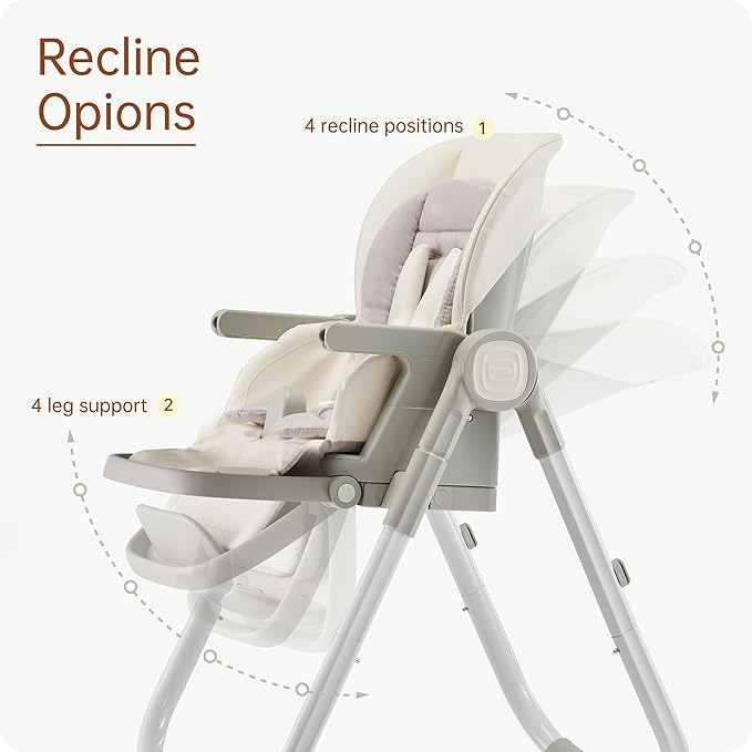 6 in 1 Convertible High Chairs for Babies and Toddlers,Portable High Chair with Dishwasher Tray and 4 Wheel,Booster Seat for Dining Table,Foldable Toddle and Baby Feeding Highchair (White)