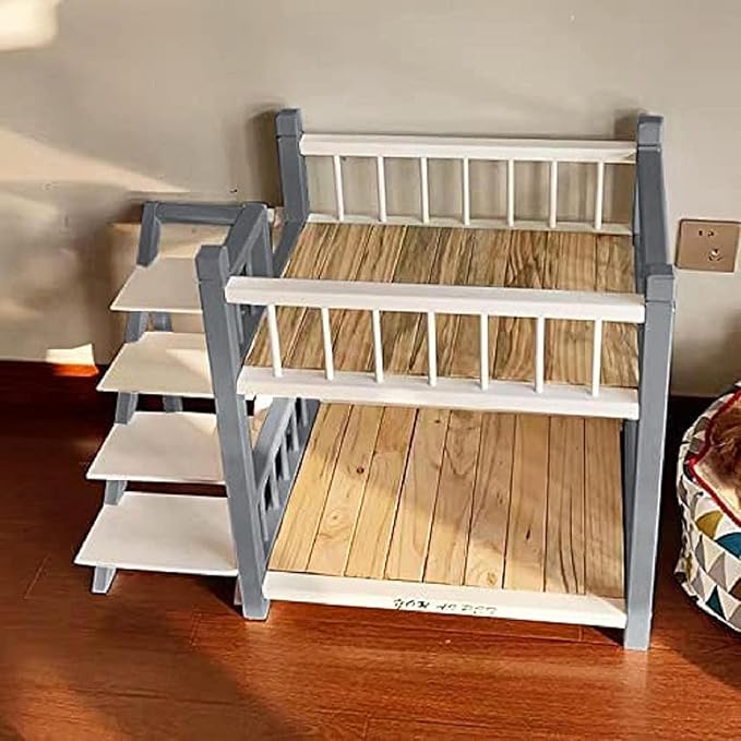 Dog Bunk Bed Small for Small Medium Large Dogs Pet, Removable Double Layer Pet Bed with Stairs,Gray,22x18x24