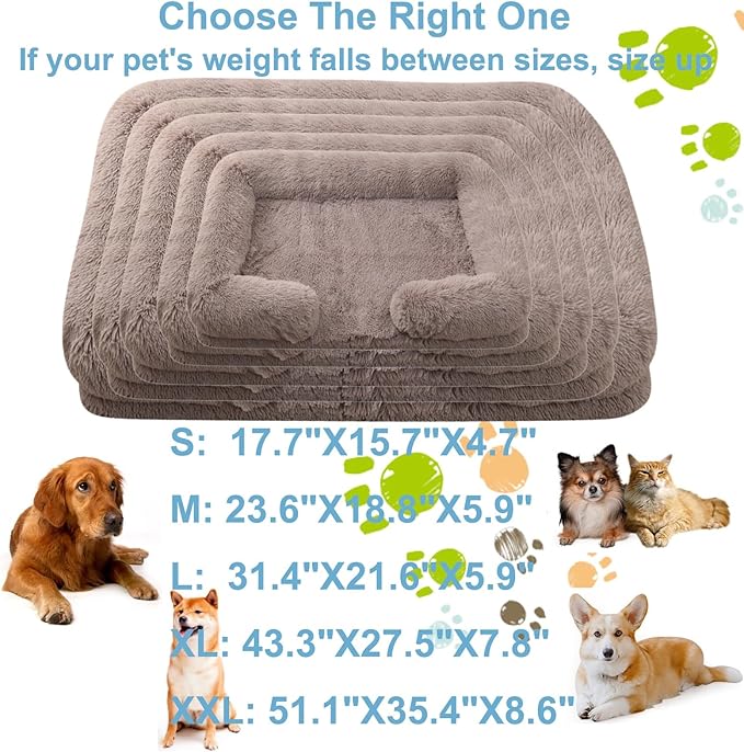 Dog Beds Large Sized dog Orthopedic, Sofa Dog Bed with Waterproof Lining and Nonskid Bottom, Rectangle Washable Dog Bed for Medium Small Dogs and Cats Comfortable ( Color : Brown2 , Size : 23 x 18" )