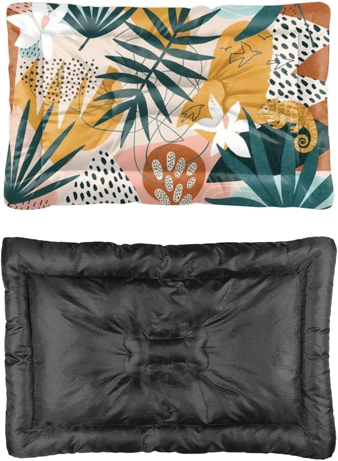 Modern Tropical Colorful Easy Clean Dog Bed Furniture Dog Crate Mat Pad for Car Crate Bed Washable Non-Slip Puppy Medium Sized Cage Mats Furniture Indoor Outdoor 36X24 Inch