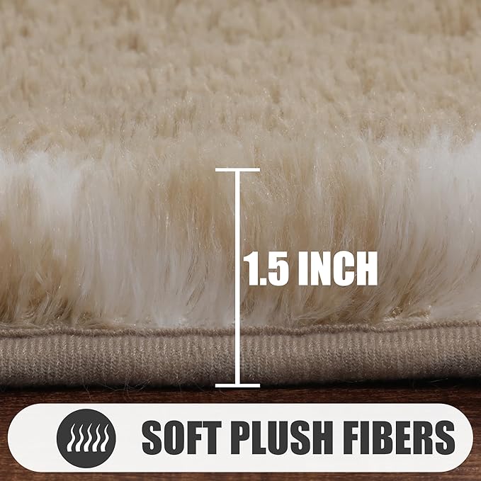 ONASAR Rugs for Living Room Bedroom, 5x8 Washable Fluffy Beige and White Area Rug, Geometric Boho Soft Plush Shaggy Fuzzy Floor Carpet for Nursery Kids Girls Boys Teen Dorm Home Decor Aesthetic