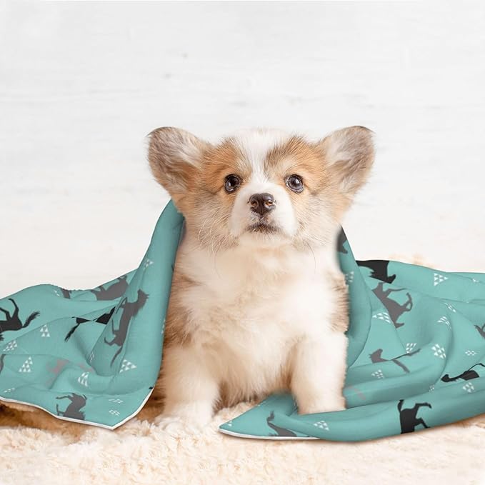 Reversible Plush Pet Blanket for Puppies Kittens, Wild Horses, Double Sided Gentle Dot Texture for New Pets Adjusting to Home Environment Softly