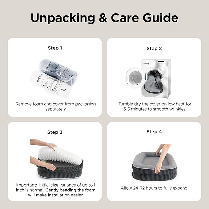 Bedsure XL Pro Orthopedic Dog Beds Large Sized Dog - 360° Oval Bolster Jumbo Dogs Bed for Senior Dogs with Waterproof Washable Cover, Extra Large Pet Sofa Couch with Ultra-Soft Fleece, Grey, 45"
