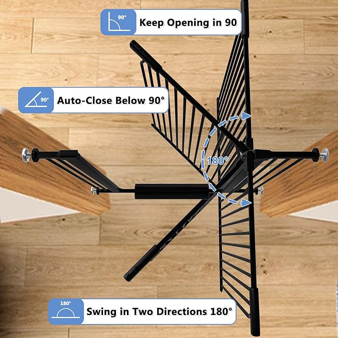 40.5" Extra Tall Baby Gate for Stairs, 40.5"-54.7" Extra Wide Large Dog Pet Gate Indoor, Pressure Mounted Safety First Child Gate Kids, Metal Auto Close Puppy Barrier for Walk Thru, Black