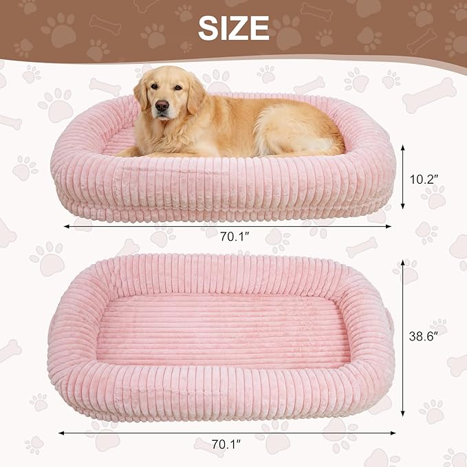 Human Dog Bed for Adult,70"x38"x10" Extra Large Human Pet Bed,Orthopedic Washable XL Dog Bed with Memory Foam (Pink)