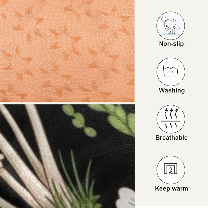 Emelivor Mushrooms Black Dog Cat Bed Washable Crate Pet Bed Anti-Slip Comfortable Dog Kennel Crate Mat for Indoor Small Medium Large Dogs,36x24in