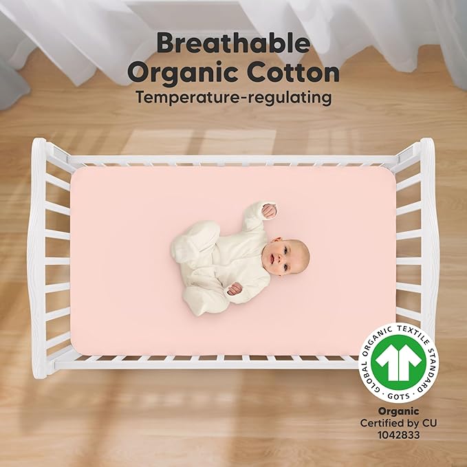 KeaBabies 2-Pack Organic Crib Sheets for Boys, Girls - 52x28 Fitted Crib Mattress Sheet Neutral, Breathable Jersey Cotton Cover for Baby Bed, Toddler Mattress, Soft & Cute Prints (Cameo)