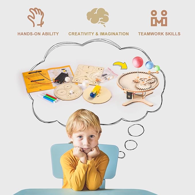 STEM Science Kits for Kids Ages 8-12 8-10, Wood Building Crafts Kits for Boys 6-8, STEM Toys for Boys Age 8-12 6 7 10 11 13 Years Old Gifts, Engineering Experiment Projects, 3D Wooden Puzzles 8-13