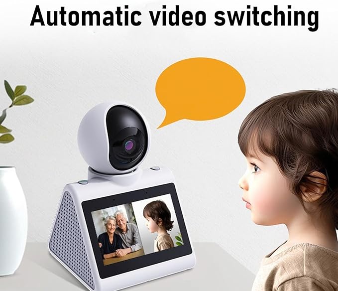 Two Way Video Calling Camera with 4.3 inch HD Screen, 1080P 2MP Indoor Home Nanny Camera, 2 Way Video Calls Pet Camera with Daily Clock