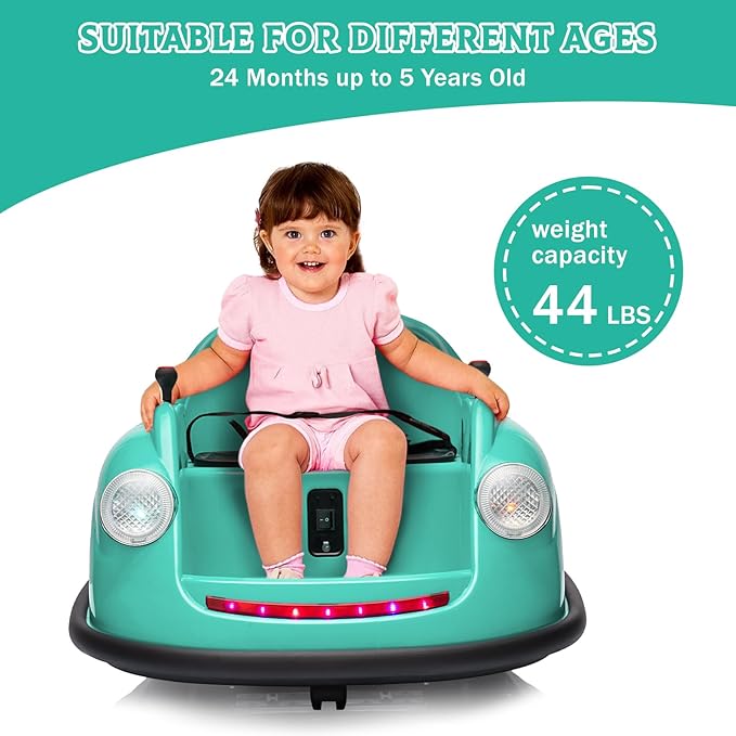 12V Bumper Car for Toddlers, Electric Toy Ride on Battery Car with Kids W/Parent Remote Control, 2-Speed, 360 Degree Spin, Music & LED Lights for Kids, Green