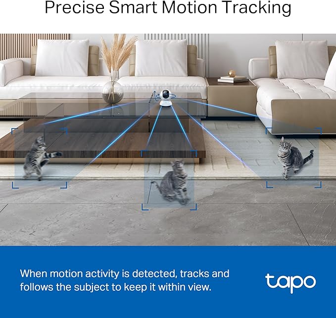 TP-Link Tapo 2K QHD Pan/Tilt Security Camera for Pet Camera, Baby Monitor, Motion Detection, Motion Tracking, 2-Way Audio, Night Vision, Cloud &SD Card Storage, Works w/Alexa & Google Home(Tapo C220)