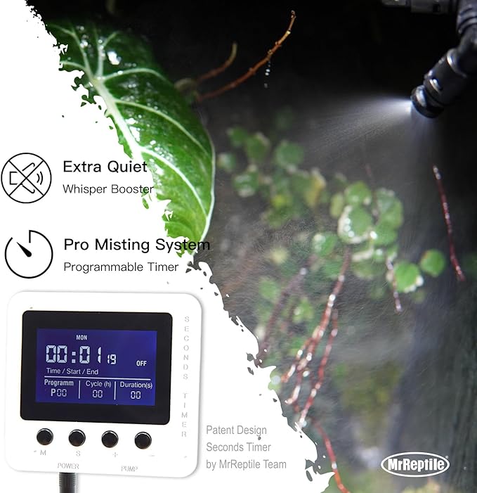 MrReptile Reptile Mister, Automatic Mister for Reptiles Terrarium Tank, Reptile Misting System for Chameleon Frog Turtle Vivarium Paludarium