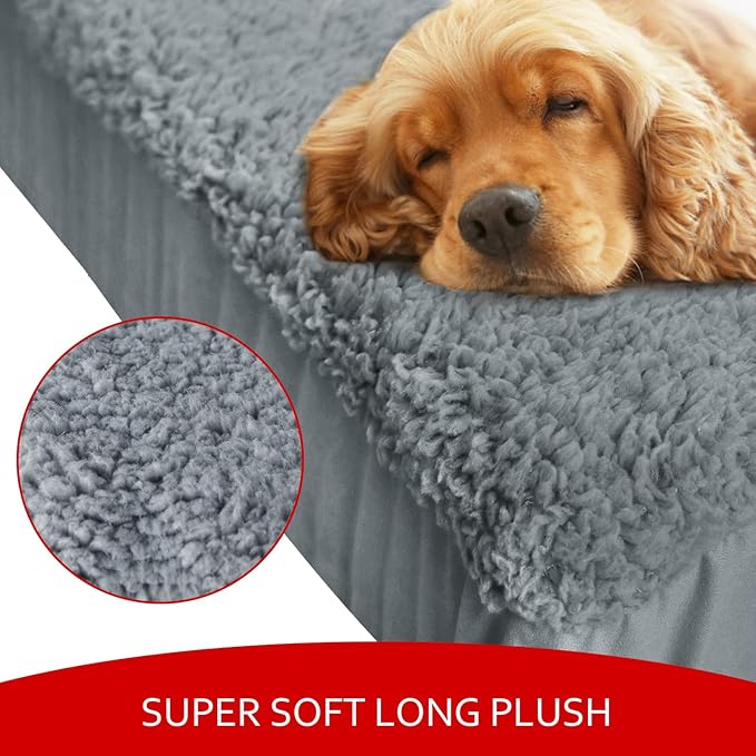 Dog Bed Covers 2 Pack Soft Plush Replacement Washable, Waterproof Pet Mattress Bed Liner Grey 44x32 Inches, for Dog/Cat, Cover Only