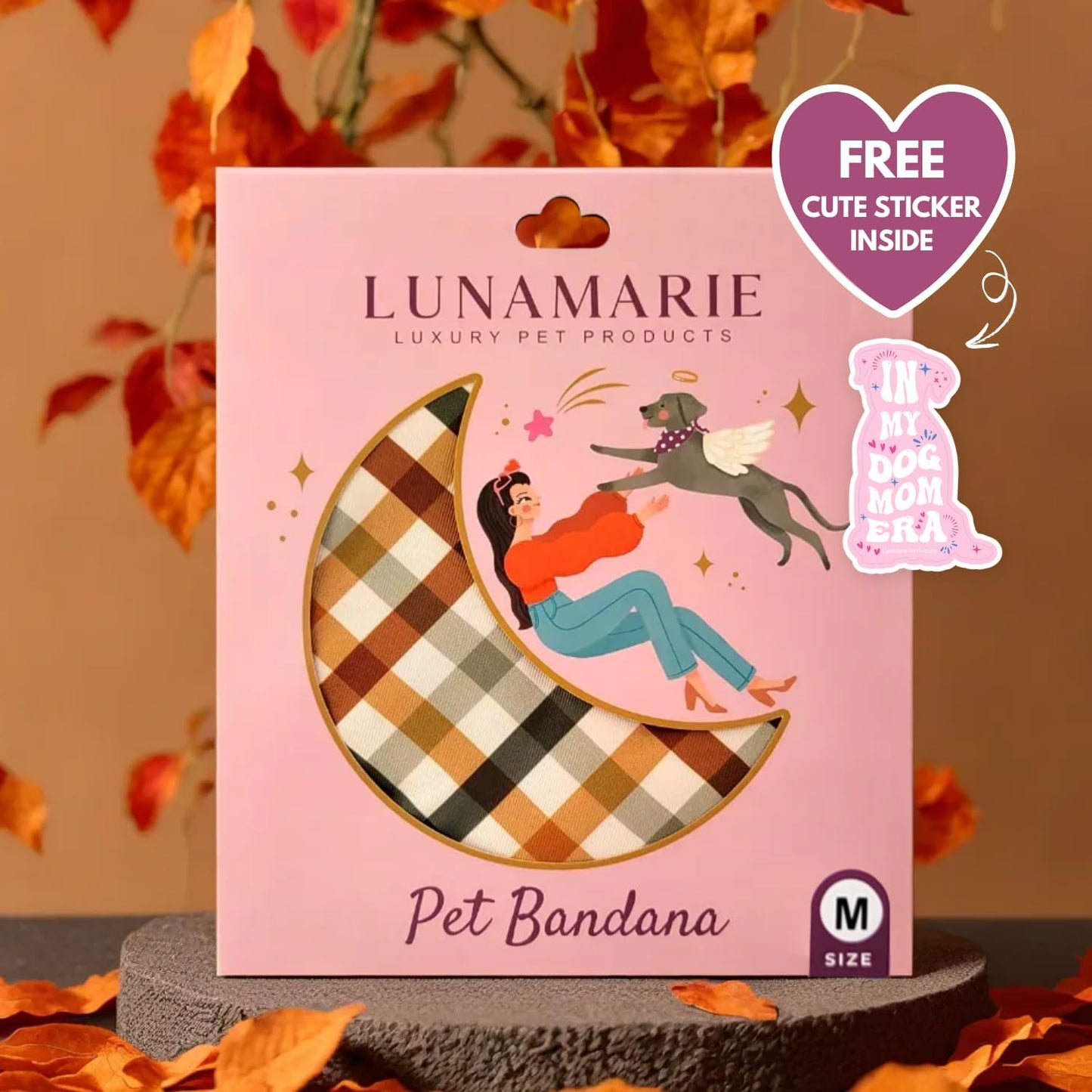 LunaMarie - Luxury Pet Birthday Bandanas -Premium & Silky Poly Fabric | 100% Handmade | Custom Shape Dual Layered (Autumn, X-Small)