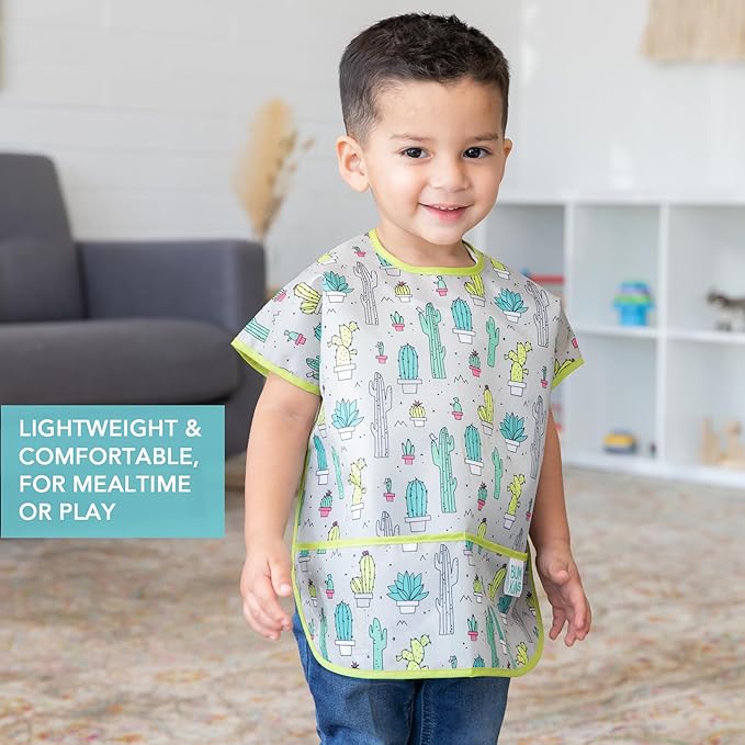 Bumkins Bibs - Toddler Bibs, Waterproof, Large for 1-3 Years, Short Sleeve