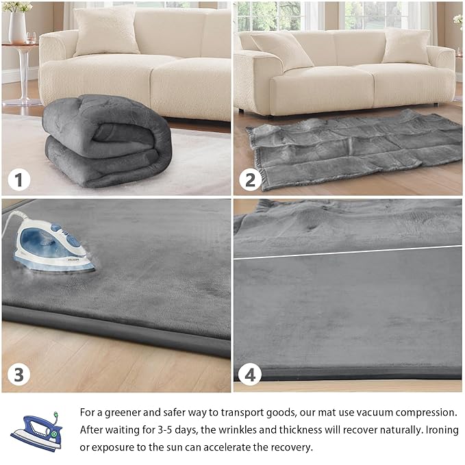 Baby Play Mat 1.2" Thick Memory Foam Nursery Rug Area Rug, 4’11” X 3’28” Yoga Mat Playmat Crawling Mat for Baby,Toddlers, Infants, Kids,Floor Mat Tatami Mat for Living Room with Non-Slip(Grey)