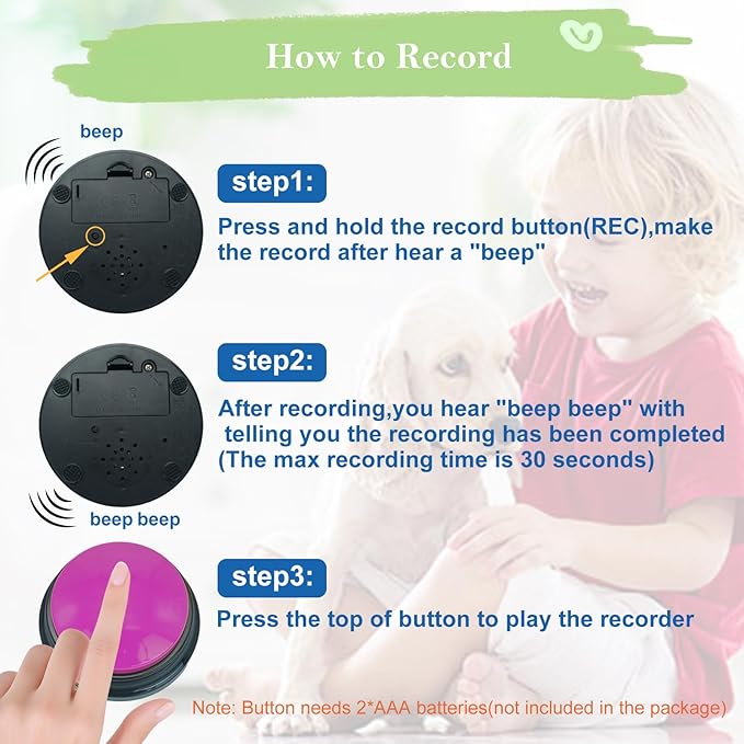 Set of 6 Dog Buttons for Communication, Voice Recordable Buttons for Classroom, Dog Training Talking Buttons Starter Set, Pet Easy Speaking Buttons Tools