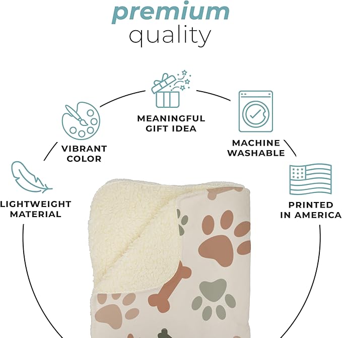 Prints Next Day – Custom 50" x 60" Plush Pet Lightweight Blanket Personalized with Pet Lightweight's Name - Paw Pattern - Gift for Dog Owners - Printed in America