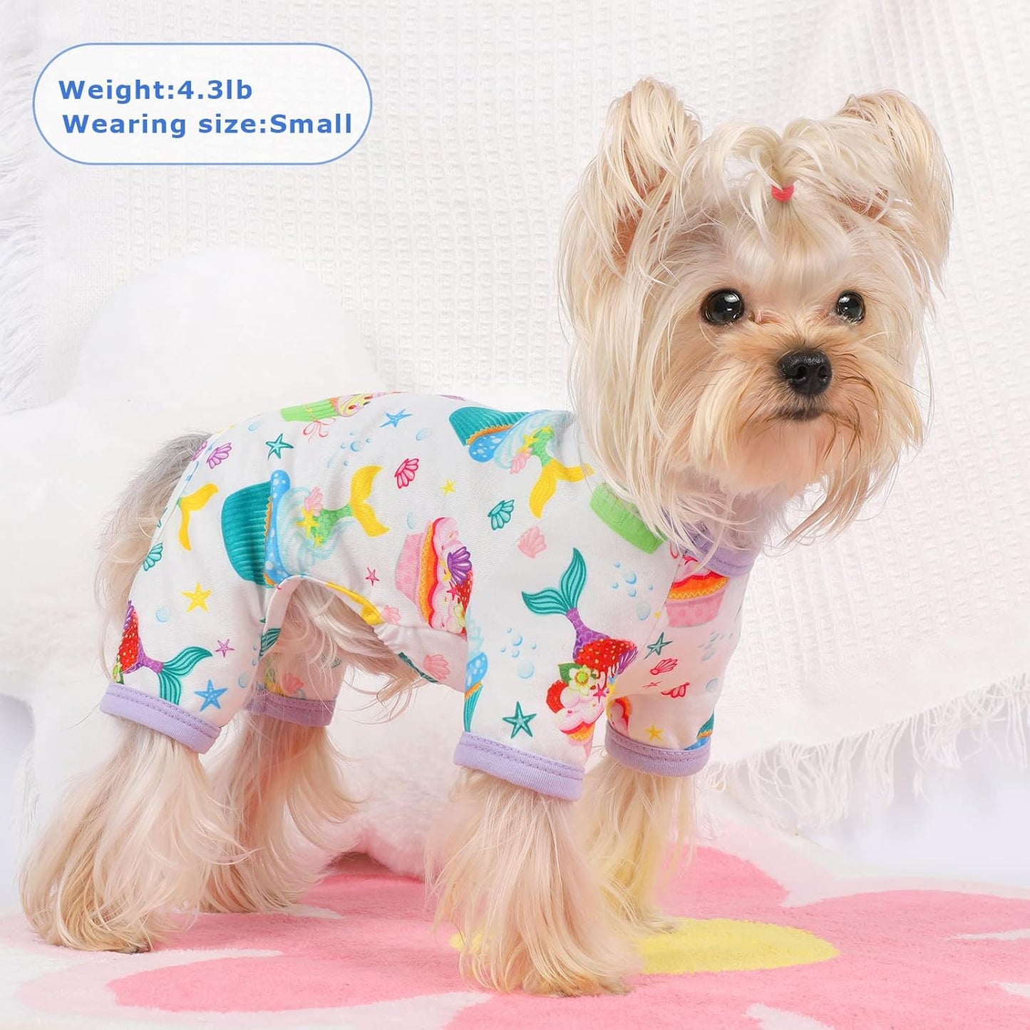 Dog Pajamas Pjs Summer Dog Clothes for Small Dogs Girl - Boy - Medium Size Dogs, Soft Stretchy Puppy Clothes Doggie Onesies Fall Cat Pet Jammies Outfit (Cake Purple, X-Small)