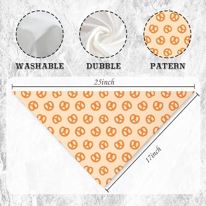 Pretzel Pattern Dog Bandana, Cute Food Themed Pet Kerchief, Pretzel Print Adjustable Triangle Dogs Scarf, Funny Comfortable Dog Bandana for Small Medium Dogs