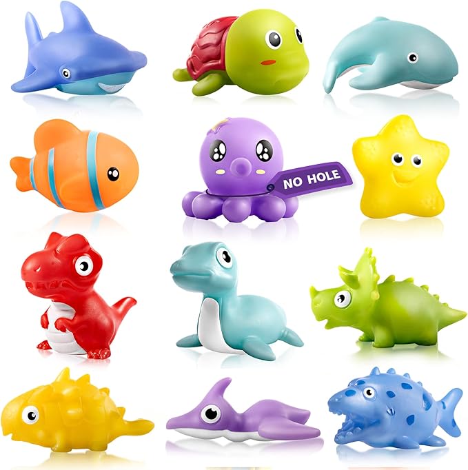 Hely Cancy Infant Bath Toys for 18 Months - No Hole Animal Bathtub Toys, Baby Bath Tub Toys