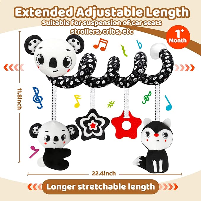 Black and White High Contrast Baby Toys - Sensory Infant Hanging Carseat & Stroller Toy for Newborns 0-6,6-12Months Perfect Easter Birthday & Baby Shower for Babies Boys Girls