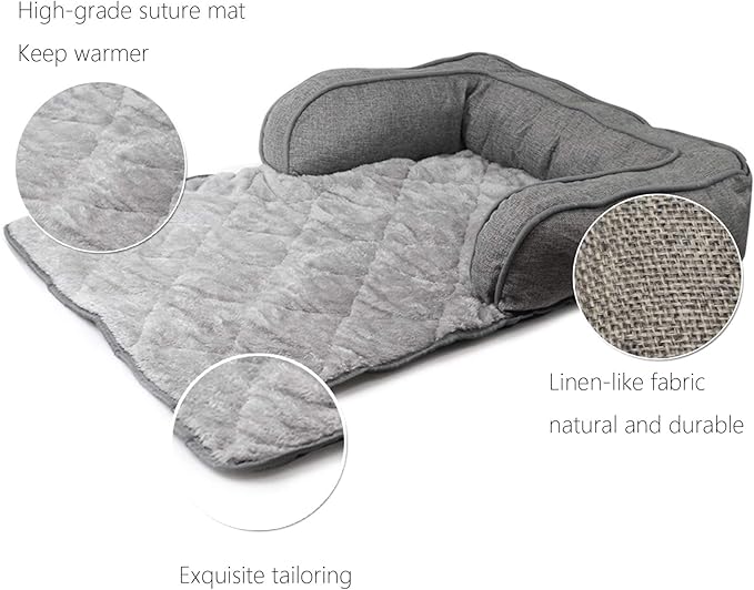 Pet Dog Bed Furniture Protector Cover Dog Couch Sofa Cushion Bed with 3-Sides Removable Cushions, Washable Collapsible Pet Blanket Mat Cave for Dog Cat and Other Animal