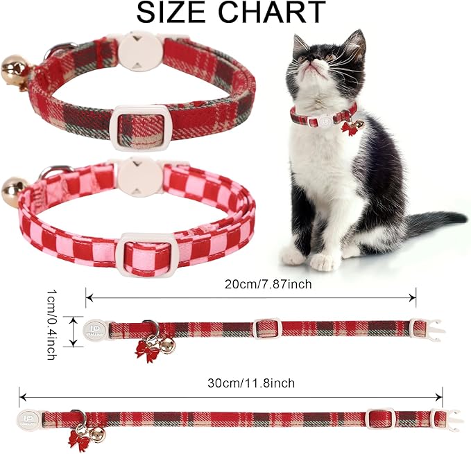 Cat Collar-2Pack Autumn Orange Plaid Kitten Collars-Halloween Plaid Breakaway Kitty Collars-Cute Kitty Pendants,Yellow Orange Grid Cat Collar with Bell, for Girl & Boy Cats