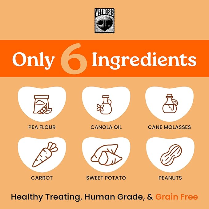 Wet Noses Organic Crunchy Dog Treats Grain Free – All-Natural, Human-Grade, Non-GMO, Healthy Training & Delicious Snacks for Dogs, for All Dog Sizes & Breeds – Carrot & Sweet Potato, 14oz (2 Pack)