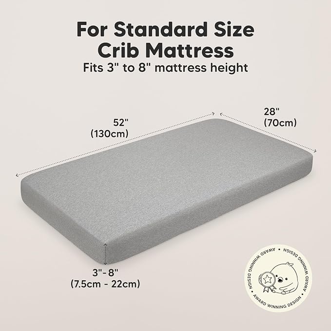 KeaBabies 2-Pack Organic Crib Sheets for Boys, Girls - 52x28 Fitted Crib Mattress Sheet Neutral, Breathable Jersey Cotton Cover for Baby Bed, Toddler Mattress, Soft & Cute Prints (Storm)