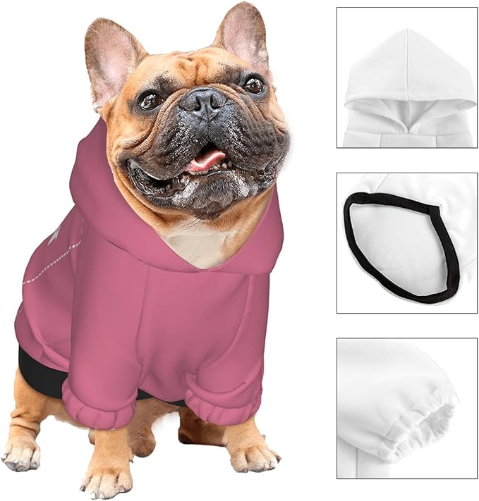 Personalized Chihuahua Dog Hoodie, Custom Pet Warm Sweatshirt Costume with Name Number Photo, Customize ID Clothes for Pupppy Kitten Dogs Cats, DarkPink, XS