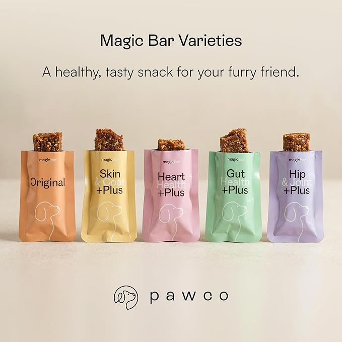 Pawco Magic Bar Skin & Coat Treat – High Protein Peanut Butter Dog Biscuit – 8-Pack – Healthy Snack Made with Natural Ingredients: Peanut Butter, Pumpkin, Sweet Potato, and Apples
