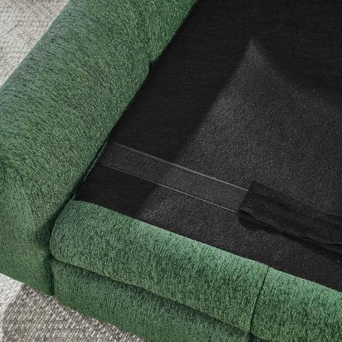Modern Pet Sofa Bed for Large Dogs Up to 130lbs, Luxurious Living Room Dog Couch with Supportive Backrest and Armrests, Easy-to-Clean Linen Fabric Elevated Pet Furniture
