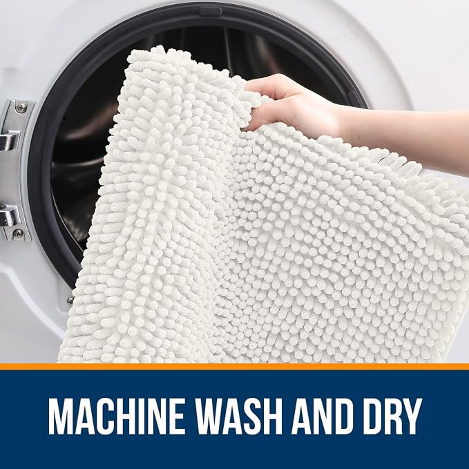 OLANLY Bathroom Rugs 30x18, Extra Soft Absorbent Chenille Bath Rugs, Rubber