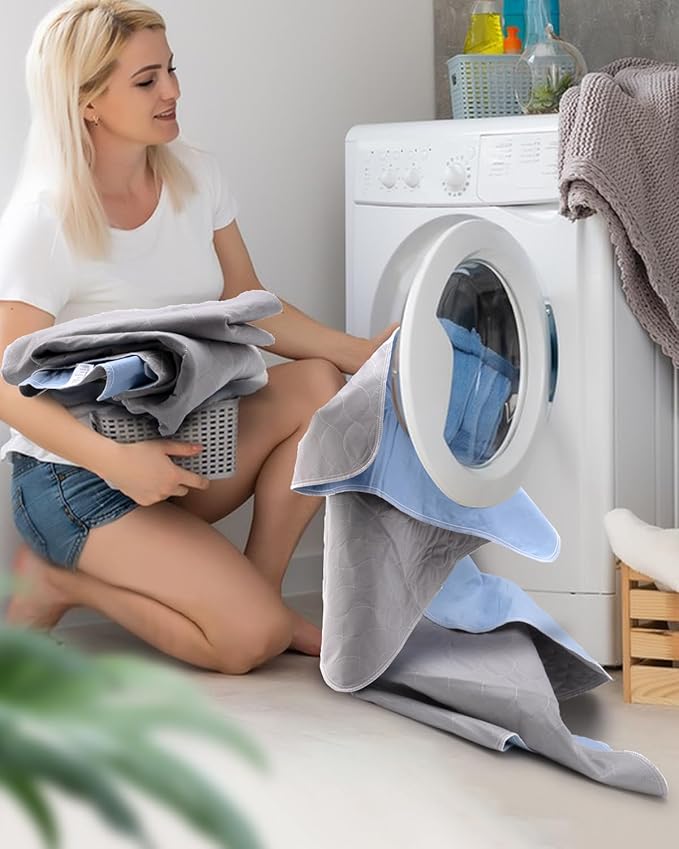 Washable Bed Pads 36" x 72" - 2 Pack, Grey, Waterproof Bed Pads for Incontinence, Bed Wetting Pads for Bed, Sofa, Floor, Resuable Underpads for Adults, Seniors, Pet