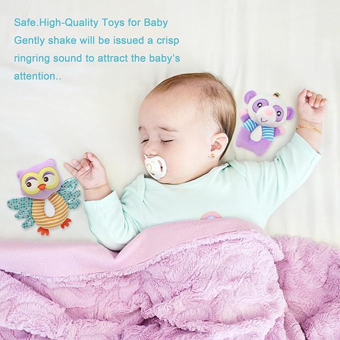 BLOOBLOOMAX Sock rattles for Babies 0-24 Months Baby Animal Foot Finder Educational Toys
