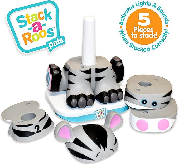Stack-a-Roos Baby Zebra by Salus Brands - Animal Stacking Toy, Educational Early Learning Toy for Infants Babies Toddlers, Age 12+ Months - Great Baby Gifts, STEM