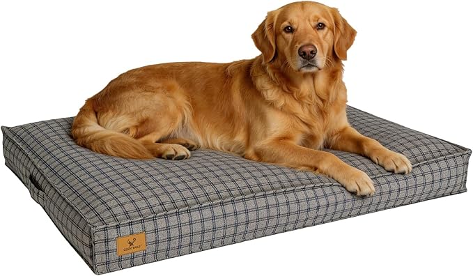 Dog Bed with Easy-Grip Handle - Shredded Memory Foam Pet Bed, Removable & Machine Washable Cover, Non-Slip Bottom, Choose from Cooling Linen or Warm Flannel Style for Dogs & Cats (Small