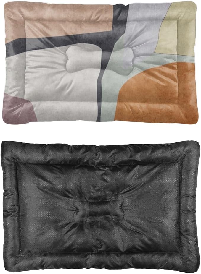 Modern Minimalist Boho Wipeable Dog Bed Furniture Dog Crate Mat Create Pad Chew Resistant Bed for Crate Washable Non-Slip Washable Pad Bedding Mat Pillow Indoor Outdoor 24X18 Inch
