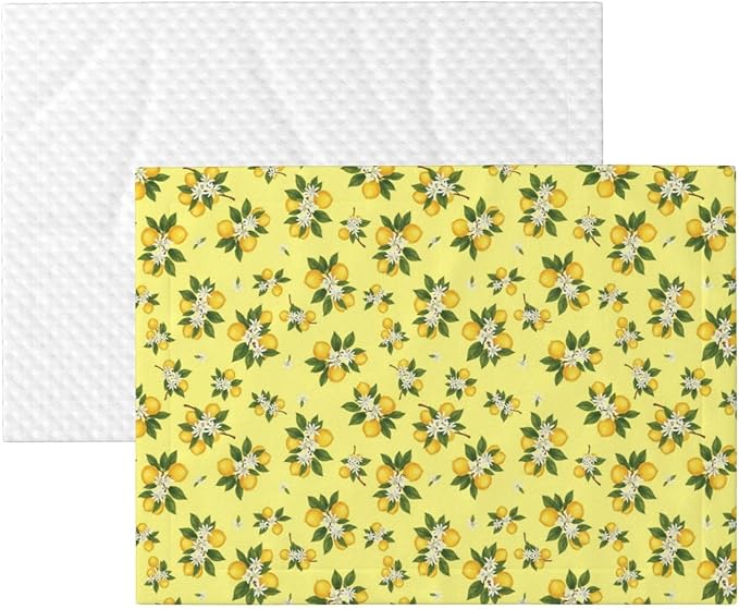 Reversible Pet Blanket for Easy Cleaning Maintenance, Buds Ripe Fruits Lemons Flowers White, Double Sided Plush Dot Design Means Double Use Between Washes for Convenience