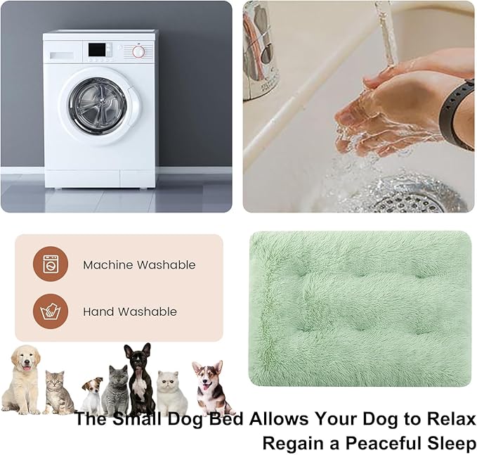 Dog Crate Mat, Dog Bed for Large Dogs, Comfy Fluffy Kennel Pad Anti-Slip for Dog beds & Furniture, Quilted Dog Bed for Pets for Medium/Small Dogs Cats (Color : Green 1, Size : 25x18)