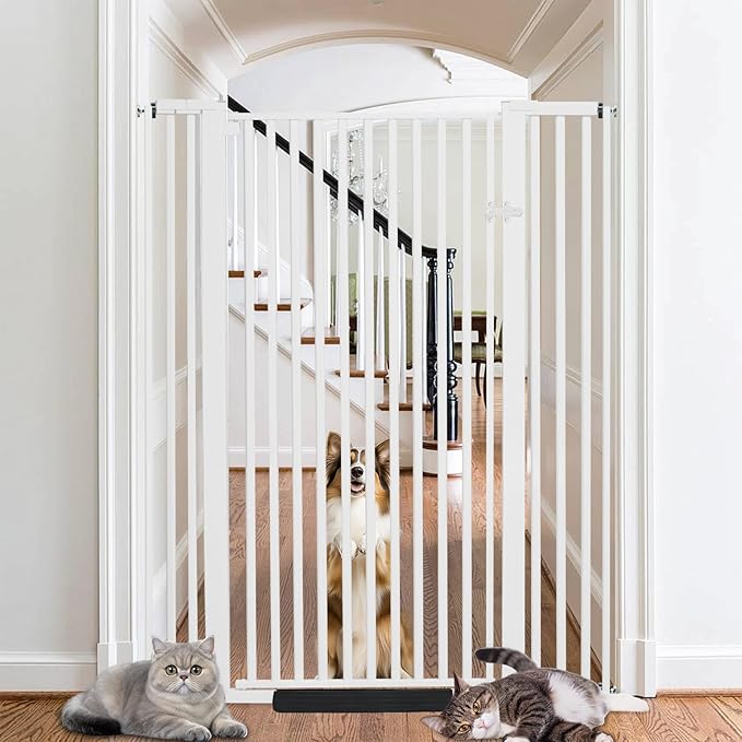 59 Inch Extra Tall Pet Gate for Cats,29.5-43" Adjustable Wide Dog Gates,No Drilling Pressure Mounted Walk Through Tall Cat Gate for Doorways,Hallway,Stairs