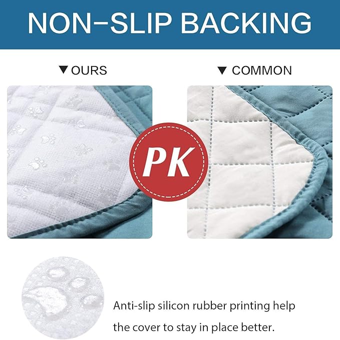 Waterproof Dog Bed Cover, Reversible Blanket Washable Pet Dog Pee Pad, Incontinence Underpads, Furniture Bed Couch Sofa Protector Cover Leak Proof for Dog Cat Kid, 82"x86" (Blue)
